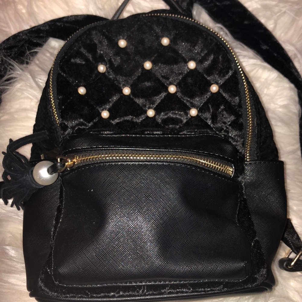 Black Velvet Mini Backpack